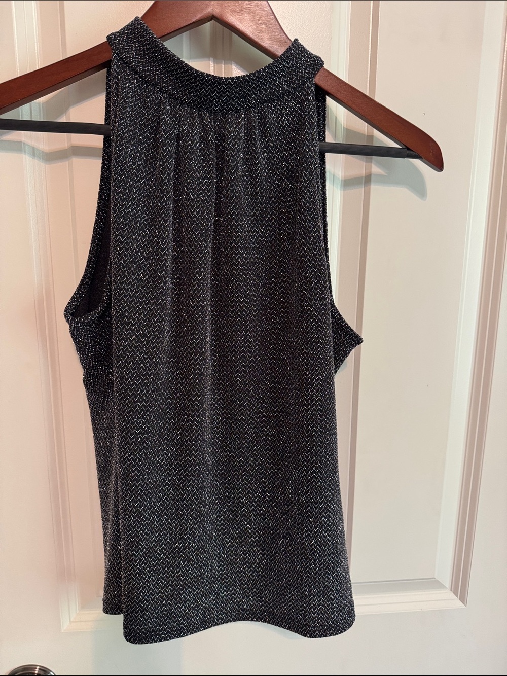 The Vanity Room Black Metallic Halter Tank